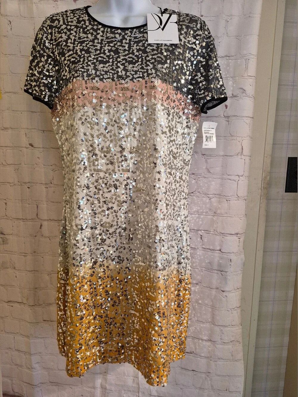 NWT Diane von Furstenberg "Barbie" Embellished Sequin Mini Dress Sz.6 Ret.$468